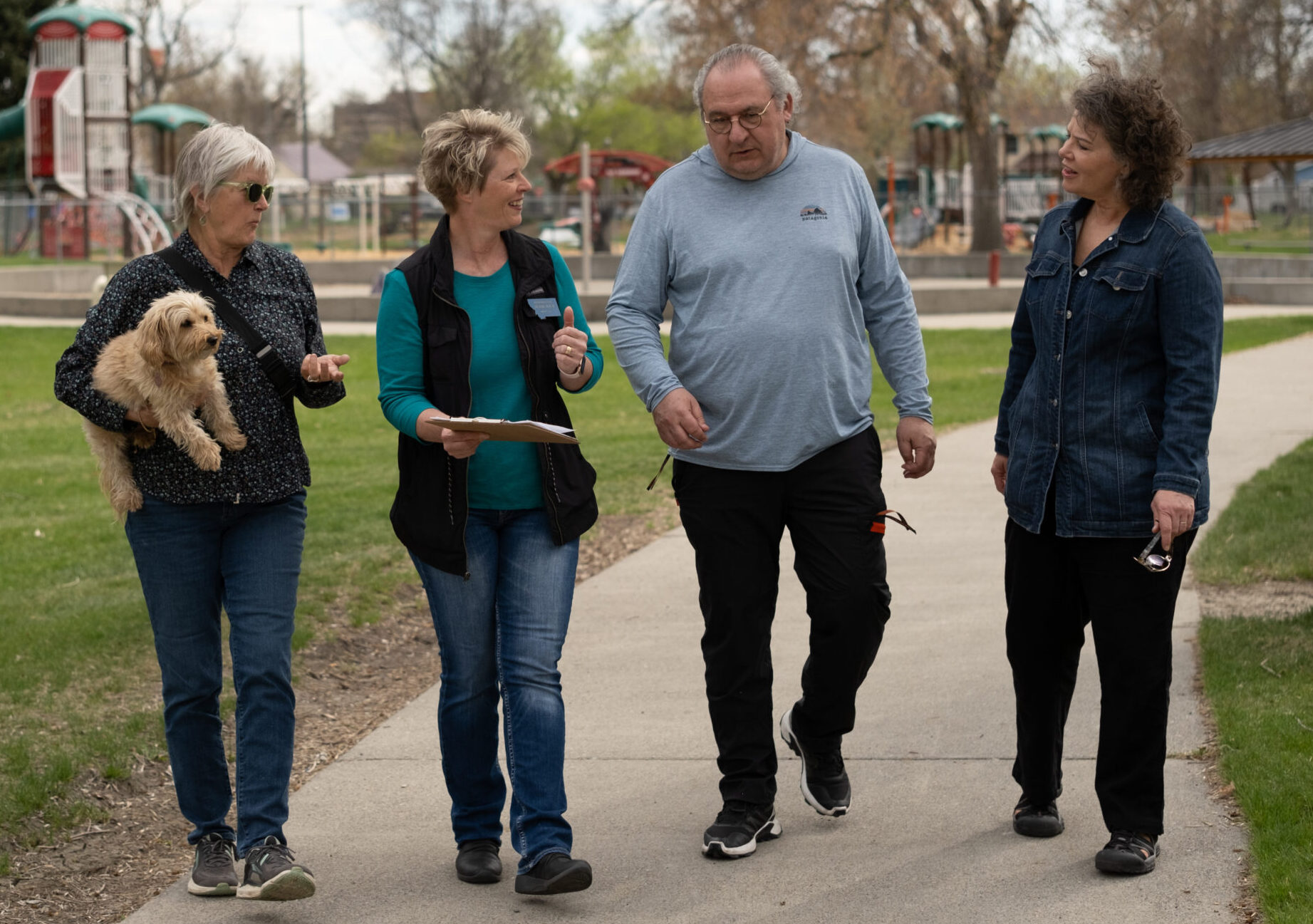 Denise Baum talking with citizens